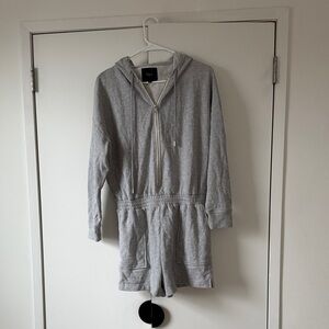 Rails Gray Hoodie Romper – Zip-Front Lounge One Piece
